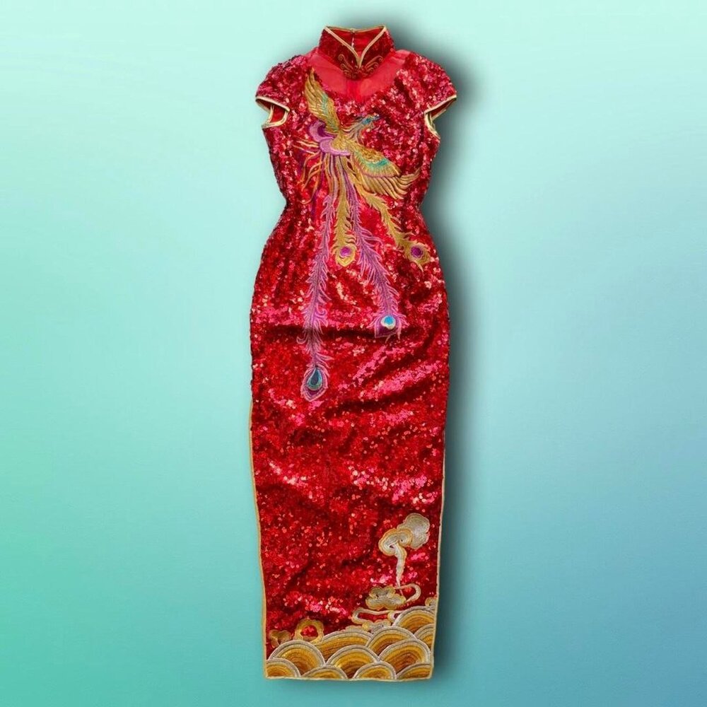Red Sequined Qipao Phoenix